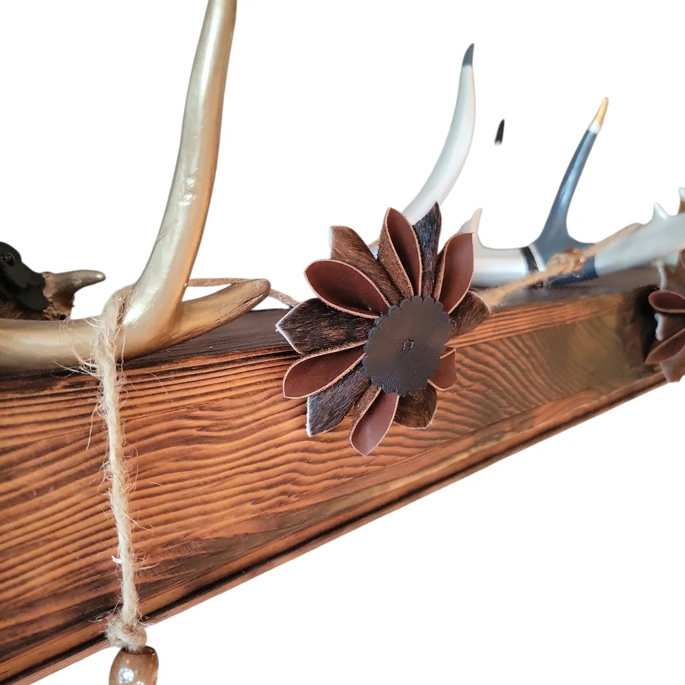 ​ Leather Flower Garland Hand Crafted Christmas Decor Unique Rustic Western